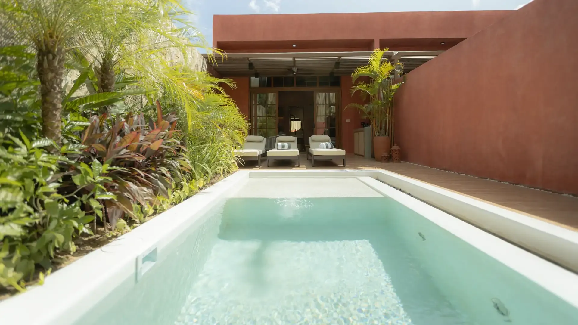 A private pool at Lio Lio Suites overlooking greenery in El Nido