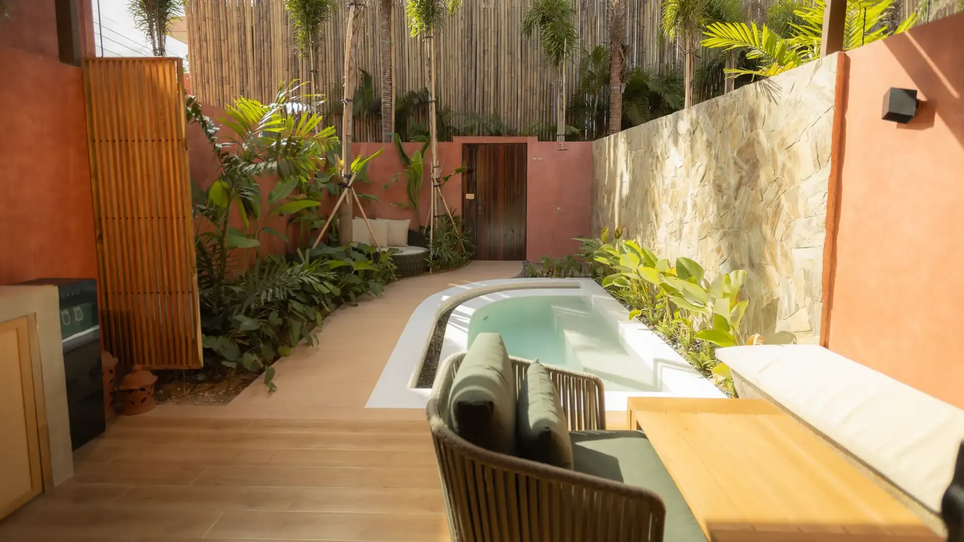 Executive Suite — 72 sqm of luxury living with a private pool, garden views, elegant interiors and world-class amenities throughout.
